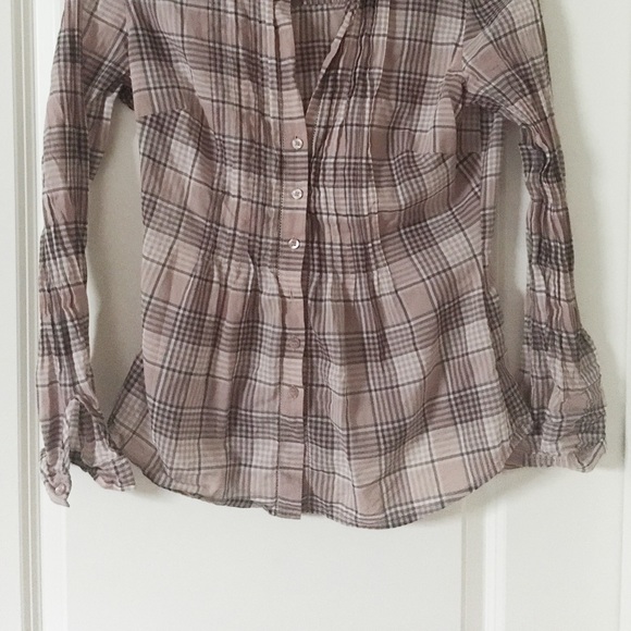 Moda International Button Plaid Top Pink Small - Picture 2 of 3